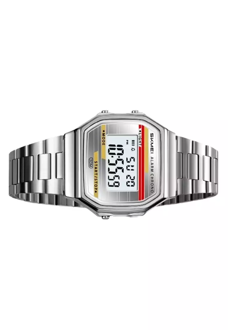 Jam Tangan Pria Digital 2514 Tali Stainless Tahan air - Silver