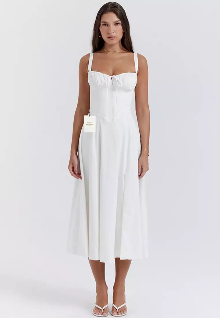 Backless Slim Suspender Slit Dress LBH-D1313