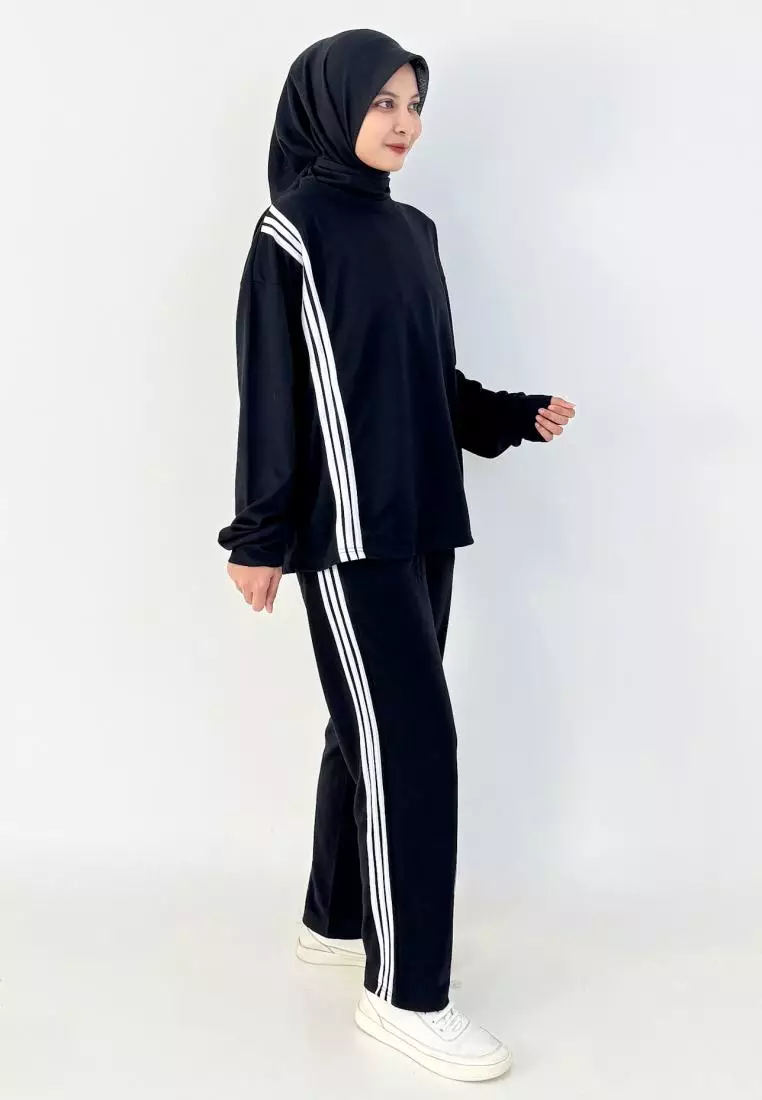 LEZAHRASIGNATURE Set Sporty Salma (Setelan Olahraga Wanita) HItam