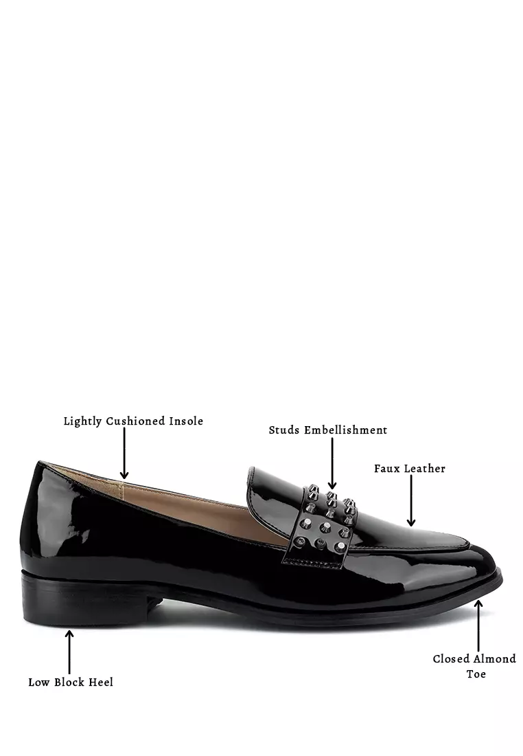 Mens black patent sales leather loafers