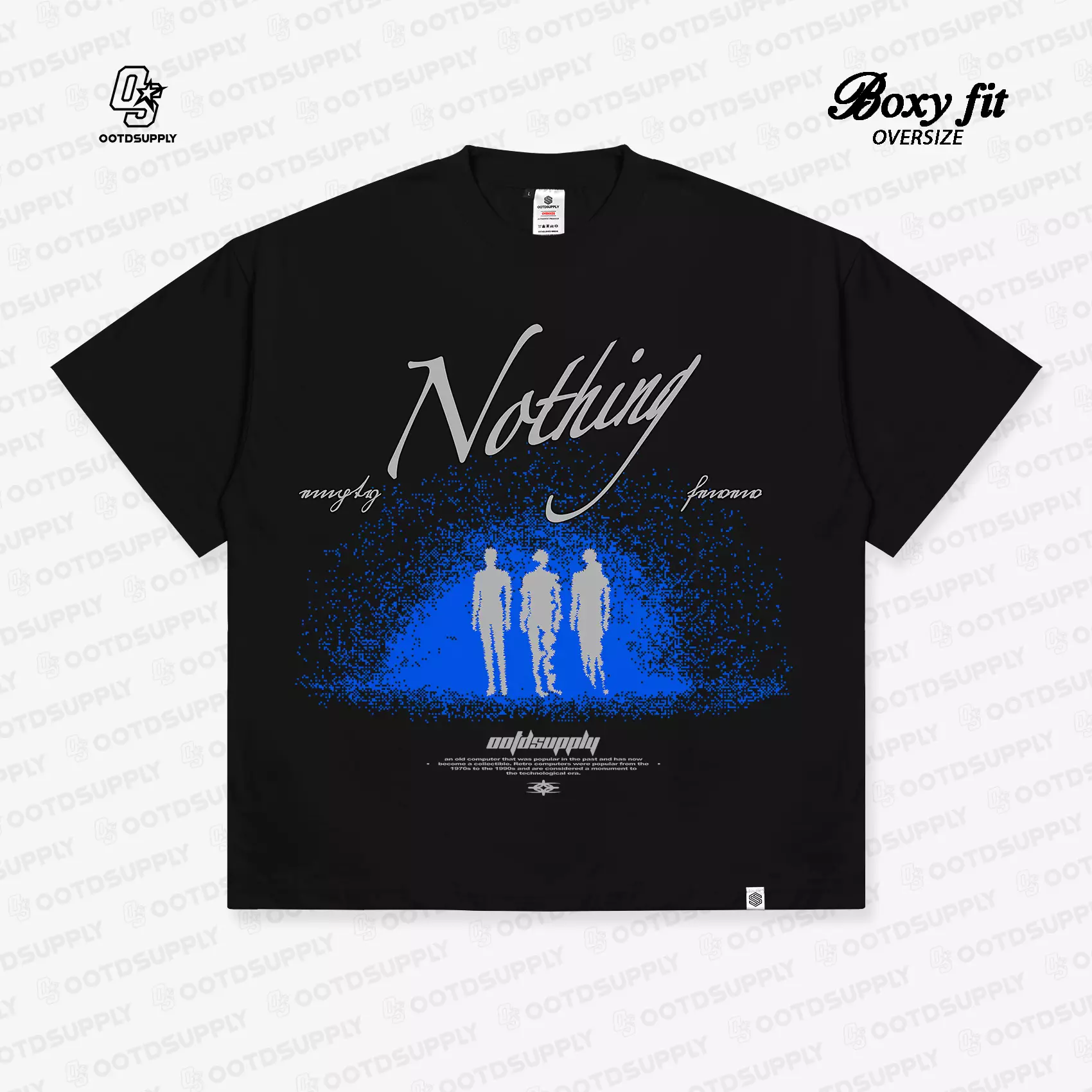 OOTDSUPPLY Boxy Fit Oversize Nothing Black l Tshirt Boxyfit l Kaos Boxy OVZB005