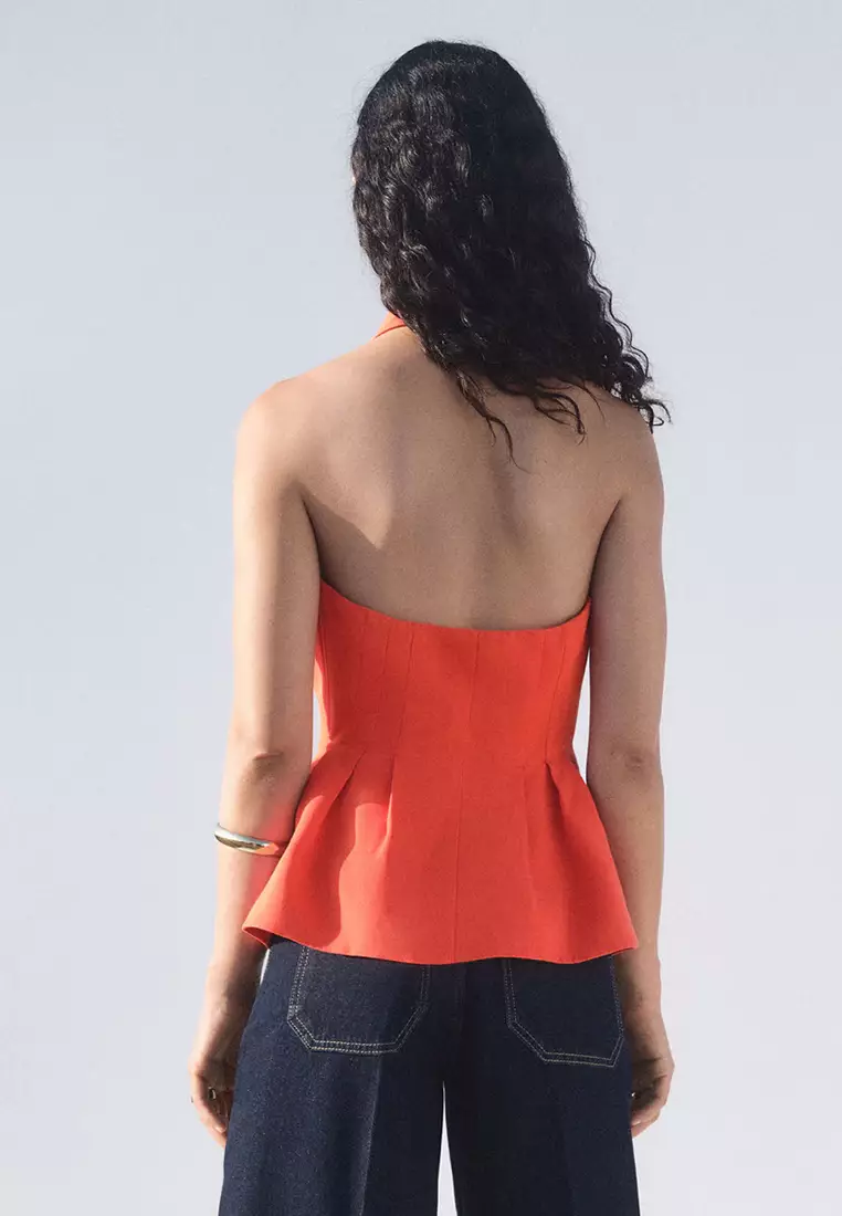 Halter-Neck Peplum Waistcoat