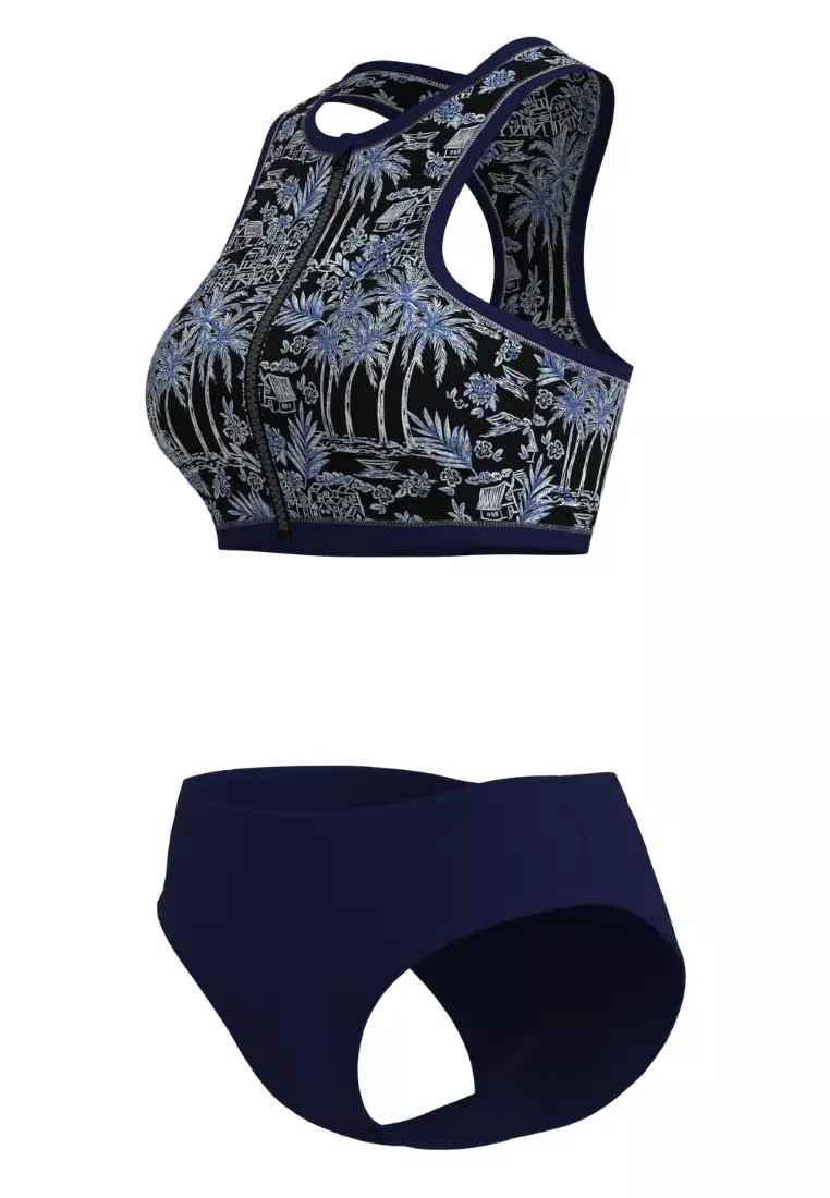 Tropadelic Island Blue Zip Front Bikini Set
