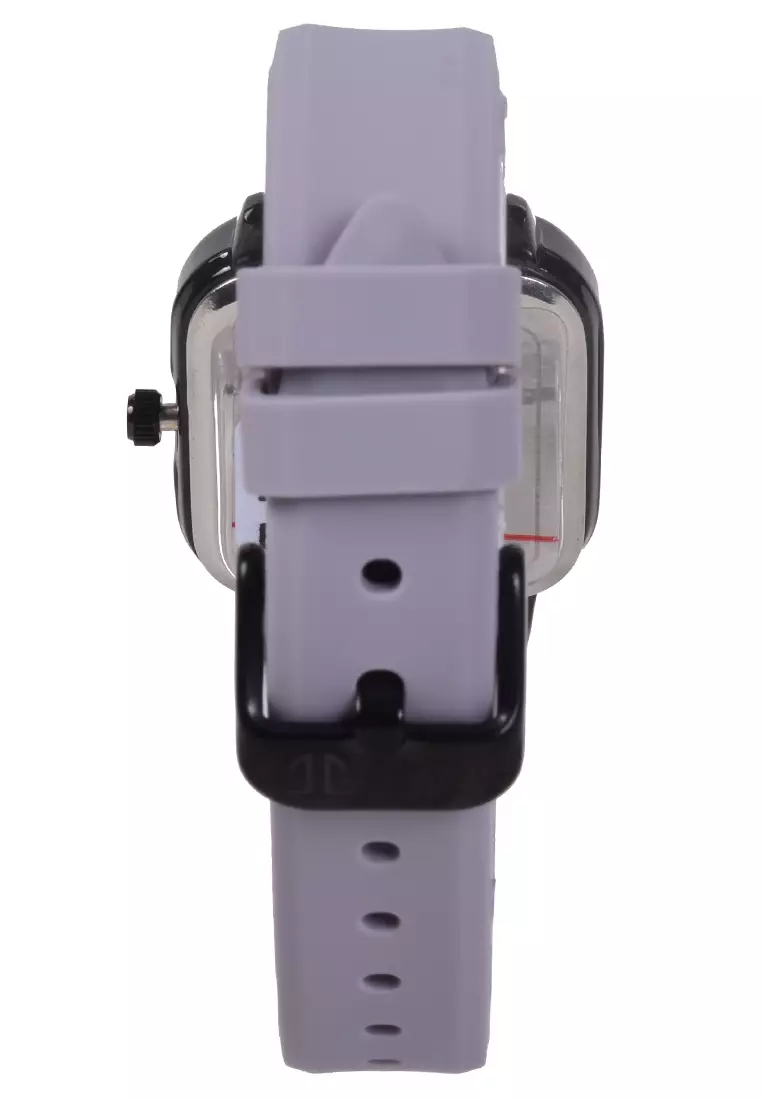 Jonas Jasmin - Jam Tangan Analog Wanita - Black - Purple Rubber Strap - JJ-2213L