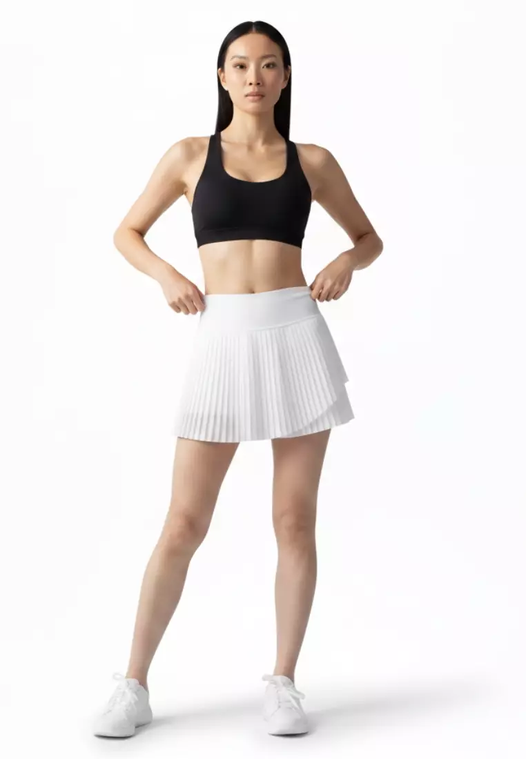 Yume High-Waist Pleated Sport Skirt with Inner Shorts — Tennis Running Yoga Active Skort for Women