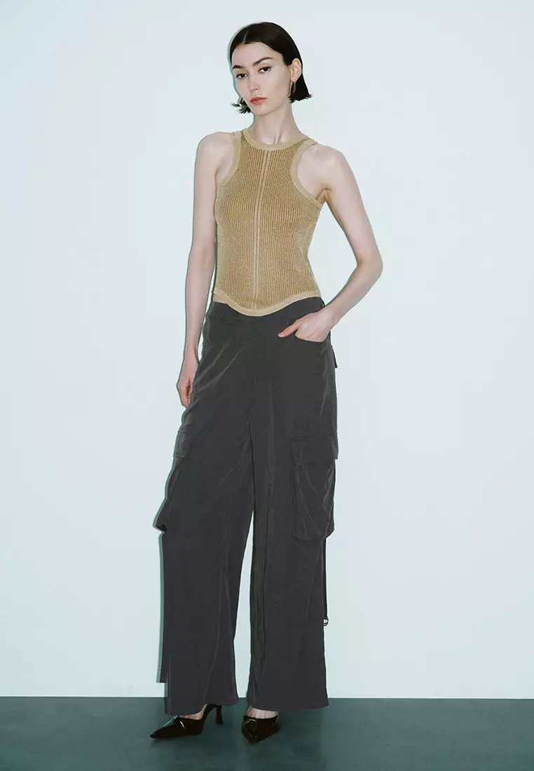 UR秋季新款女装潮流百搭撞色纹理修身针织背心UWJ940029