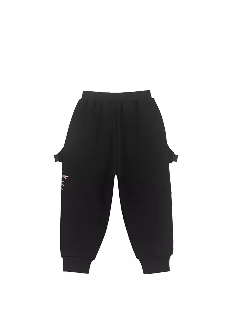 男童裤子冬季新款加绒加厚大口袋工装裤