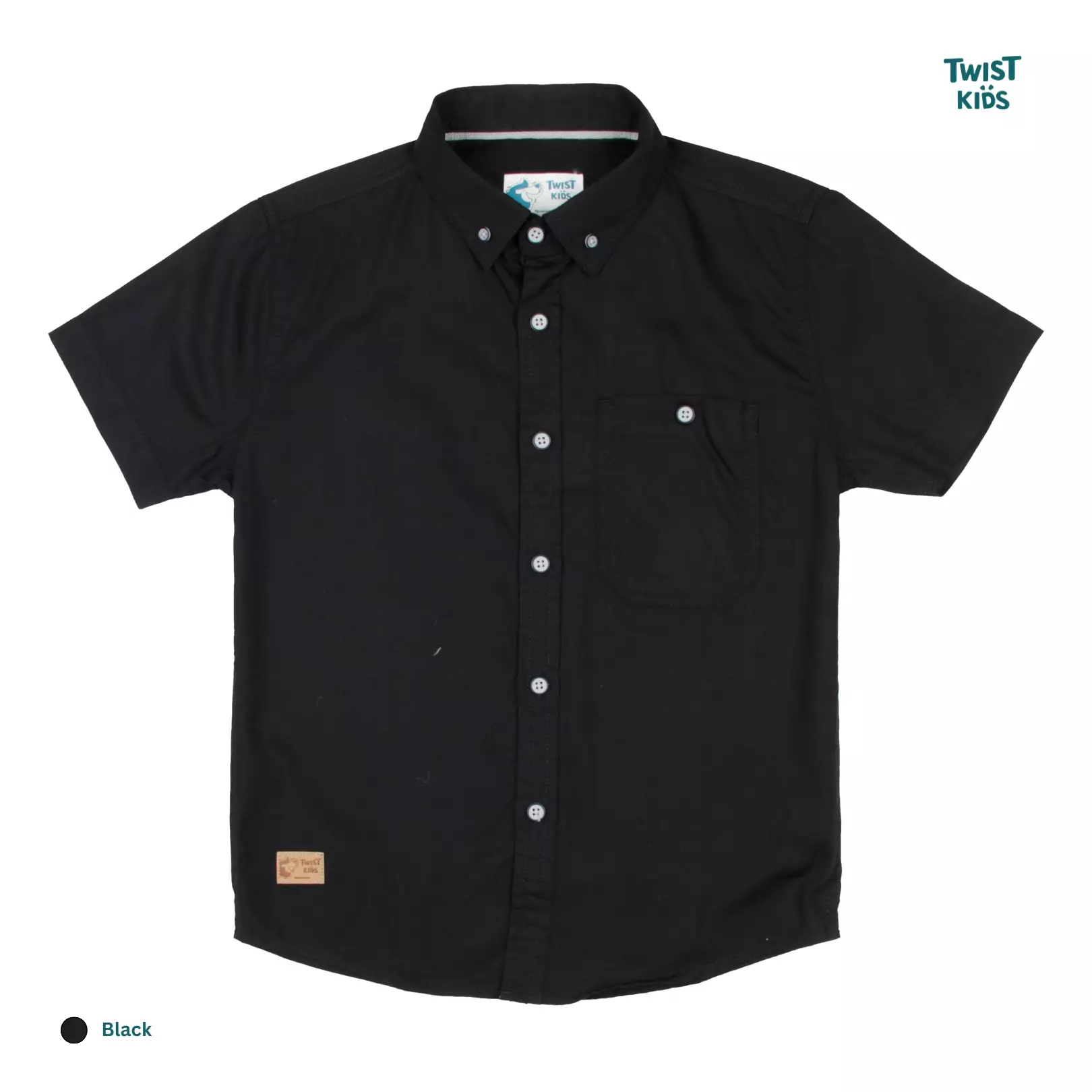 Twist Kids [Official Store] - Everyday NC, Noos Series, Atasan/Baju/Kemeja Lengan Pendek Polos  Anak Laki-laki (4-14 tahun) Warna Hitam (Black)
