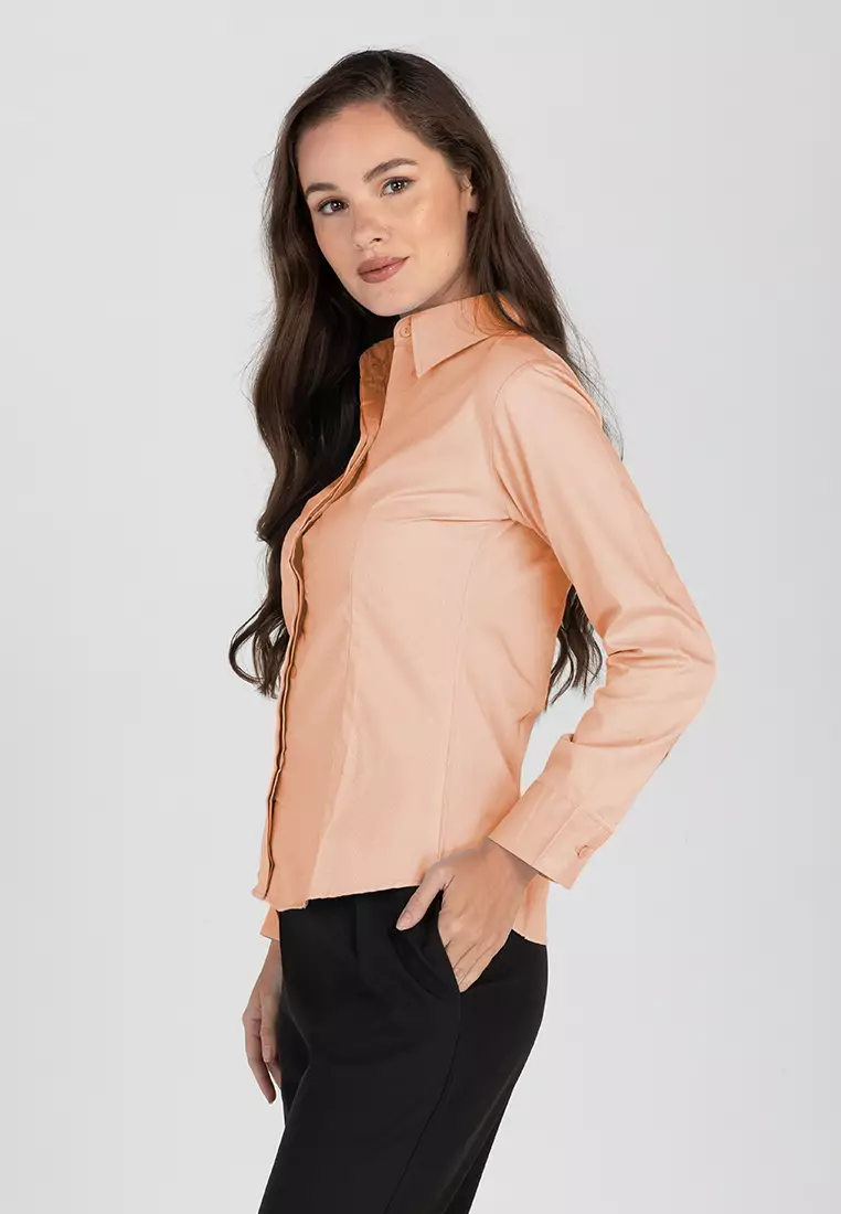 Della Long Sleeve Button Down Office Blouse