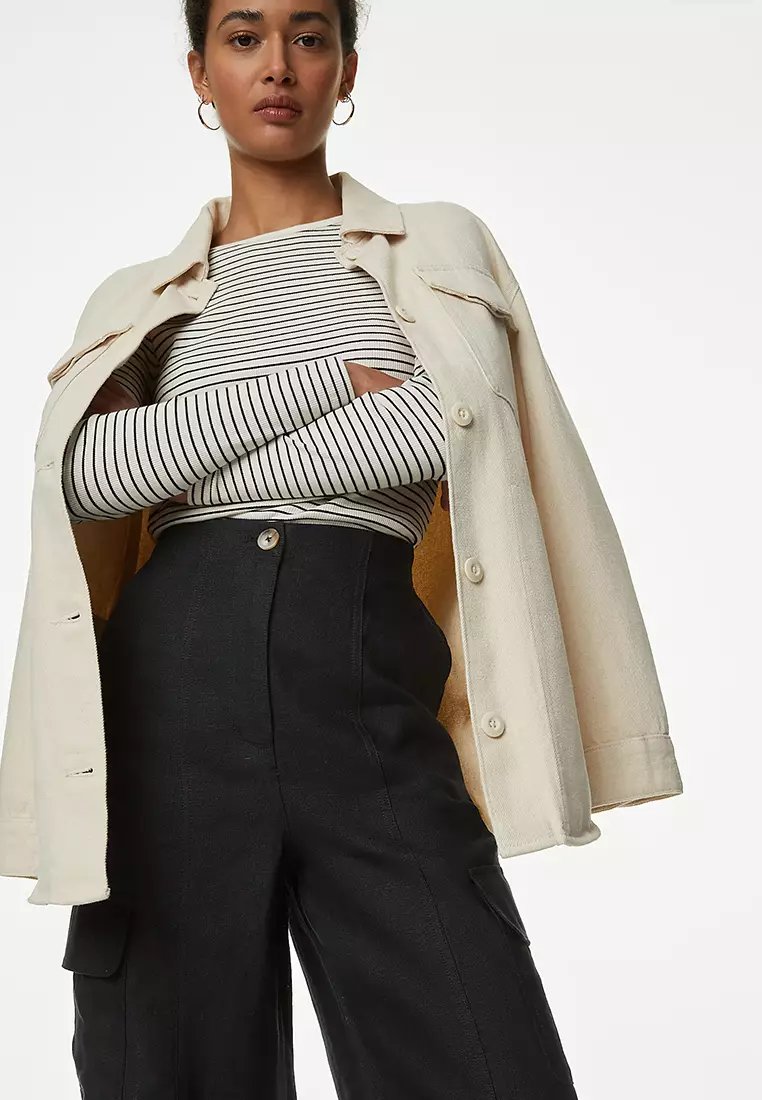 Pure Linen Cargo Trousers