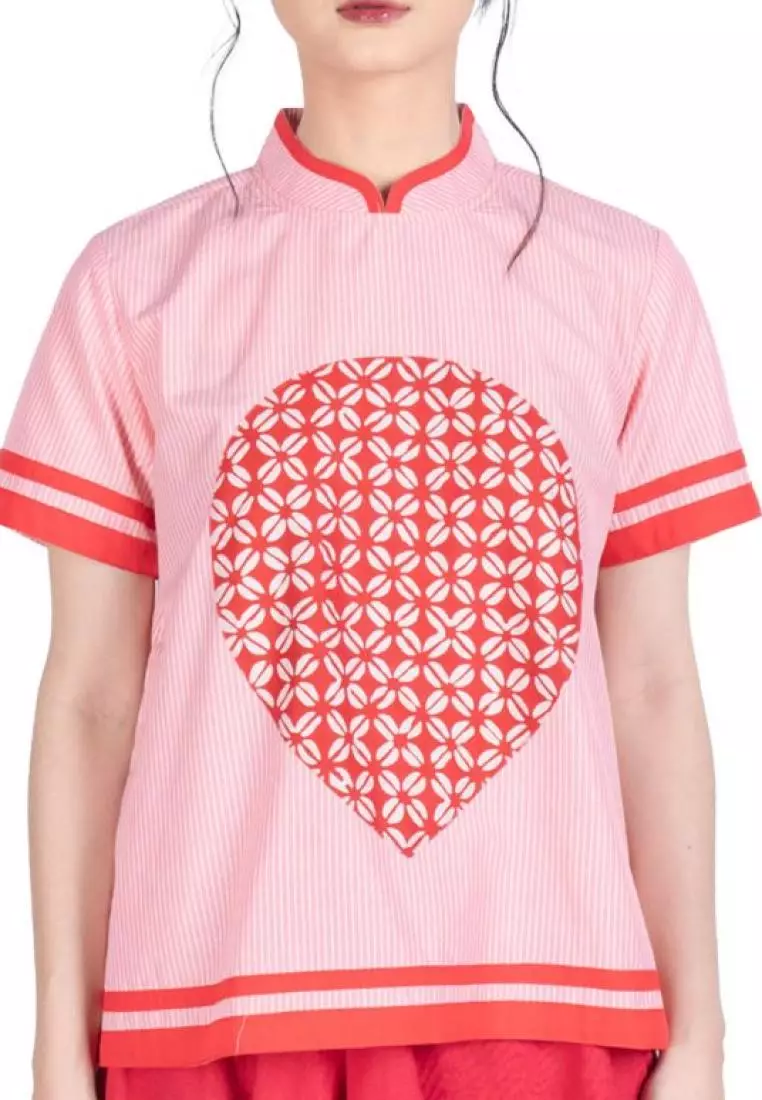 Blouse Batik Wanita - Bhatara Batik Alma - Atasan Batik Modern Lengan Pendek