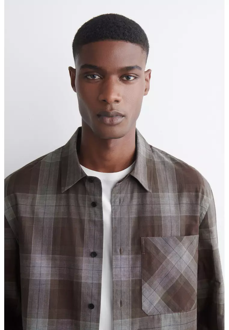 CHECKED BRUSHED-COTTON SHIRT