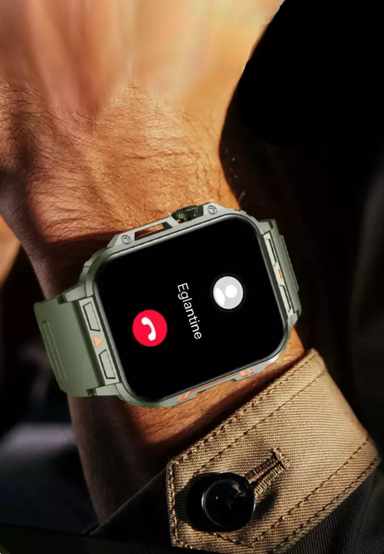 Unisex IOS/Android Green SmartWatch with Green Rubber Strap