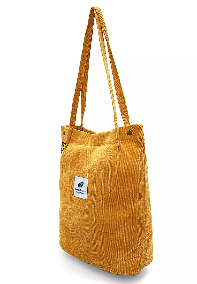 Millane Totebag Wanita Polos Kasual Large Storage Material Soft Corduroy ORIGINAL - Yellow