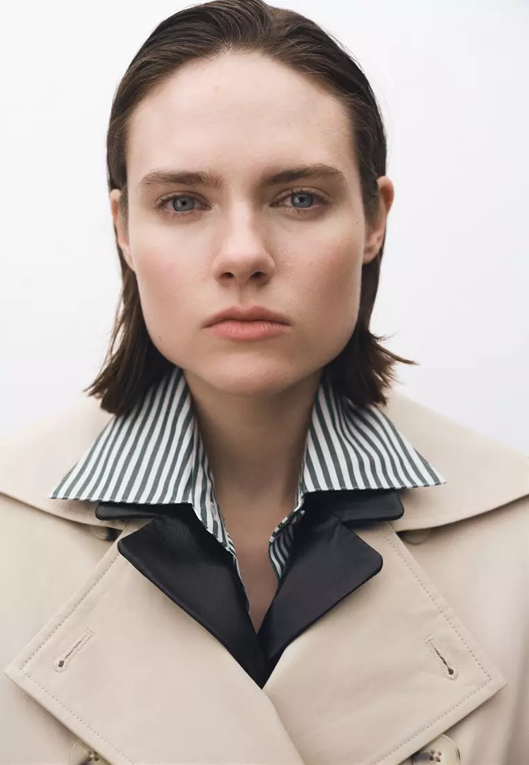 Double-Button Cotton Trench Coat