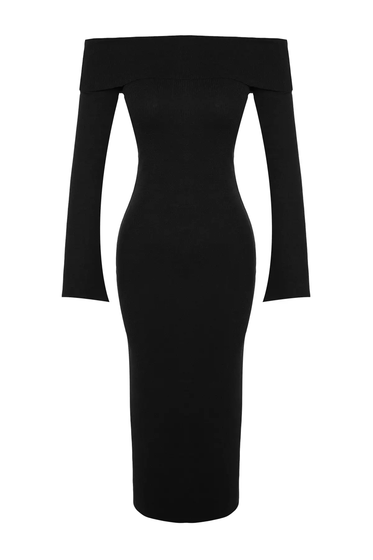 Fitted Off Shoulder Midi Dress