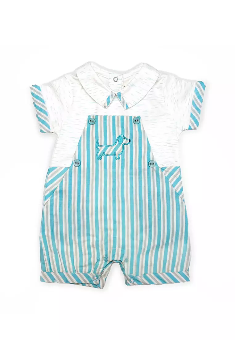 Buy Toffyhouse Toffyhouse Boys' Best Friend blue & grey striped romper