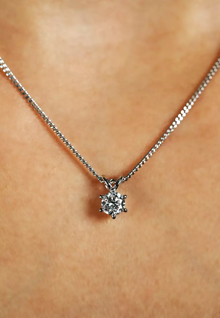 0.50ct Six-Prong Lab Grown Diamond D/E-VVS/VS Solitaire Pendant Necklace in 18K White Gold