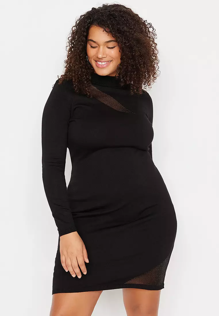 Plus Size Stand Collar Bodycon Dress