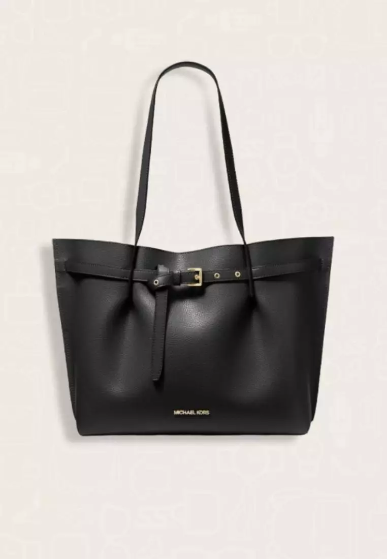 Michael Kors Emilia Large Pebbled Leather Tote Bag Black