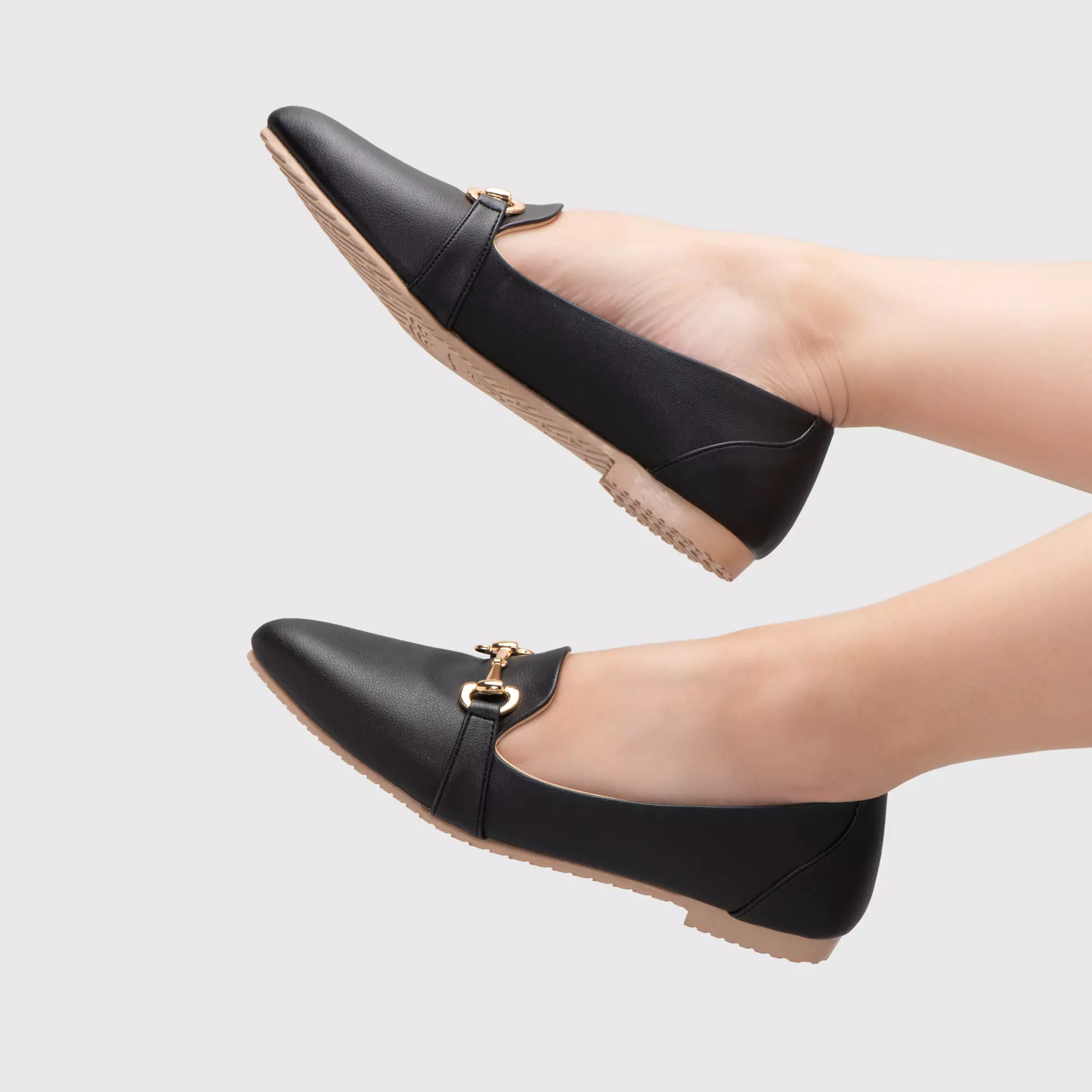 Charlota Chain Flat Shoes Black