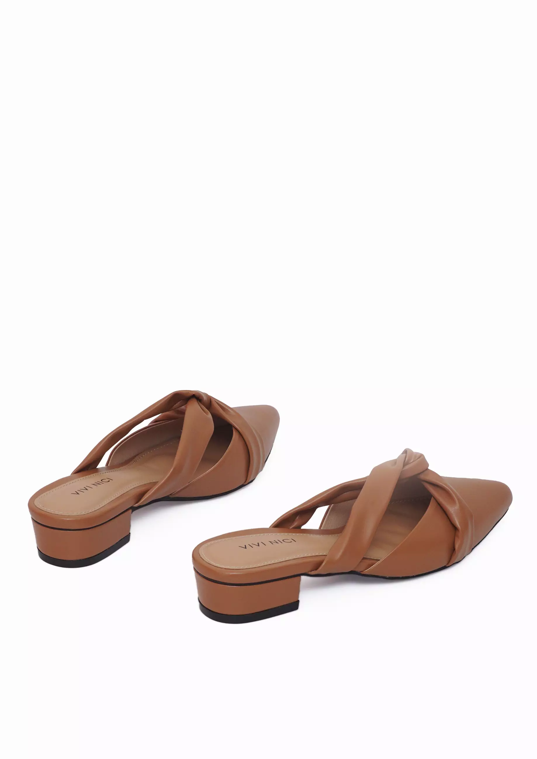 VIVI NICI - Peggy Sepatu Sandal Mules Wanita Hak 3 Cm Camel Beige