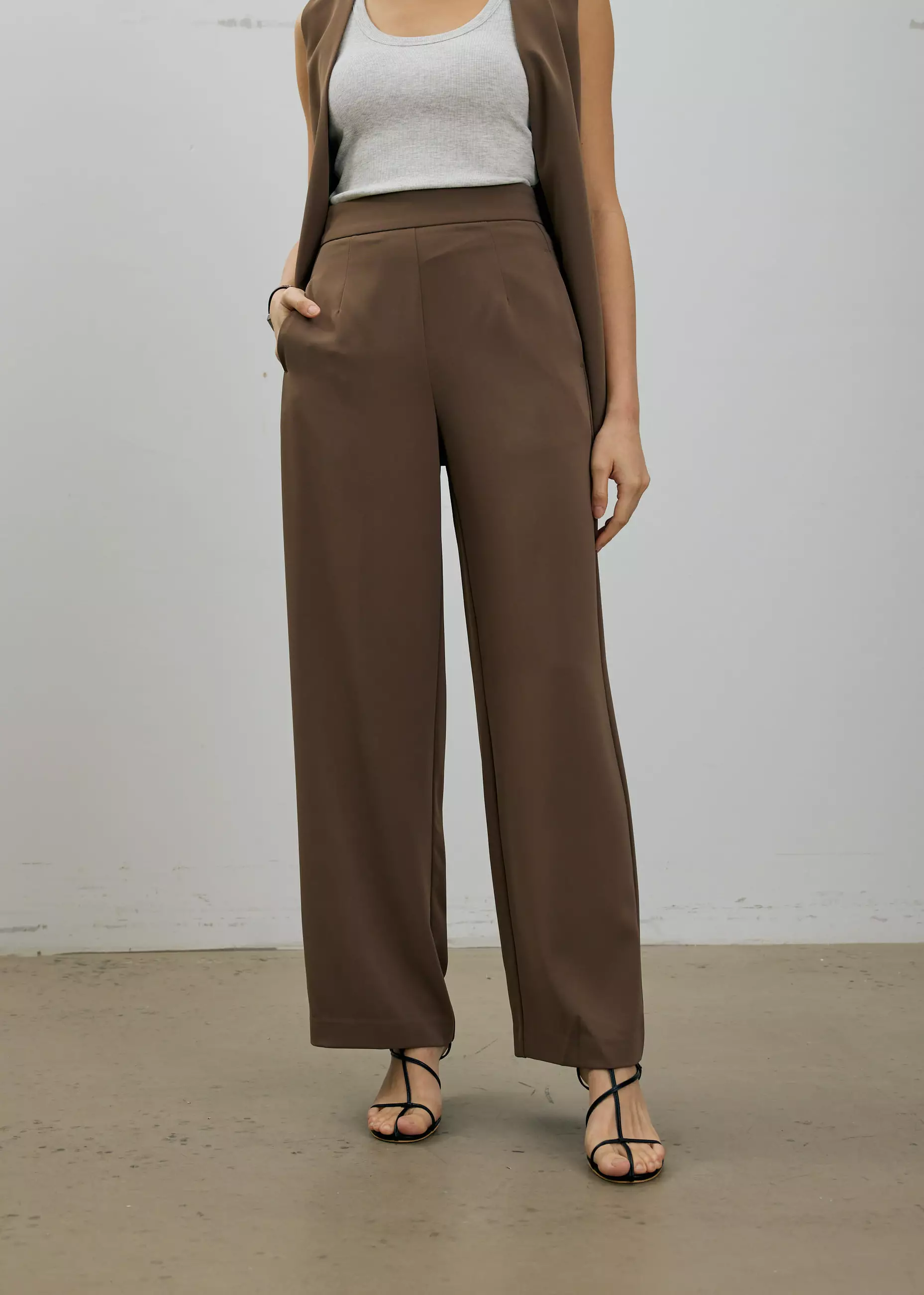 Celana Panjang Wanita - Leggy™ Moira Regular Super High Waist Straight Leg Pants
