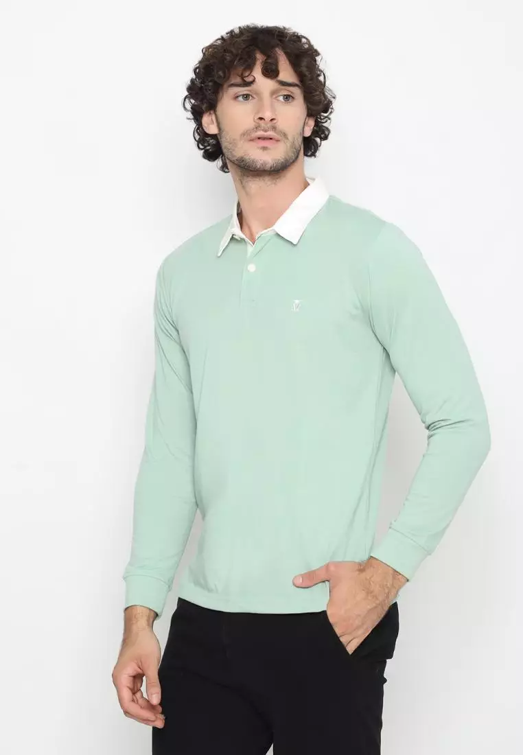 Matsuda Kaos Rugby Polo Shirt Pria Lengan Panjang Fujidera