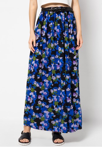 RALINE Maxi Skirt Flower blue