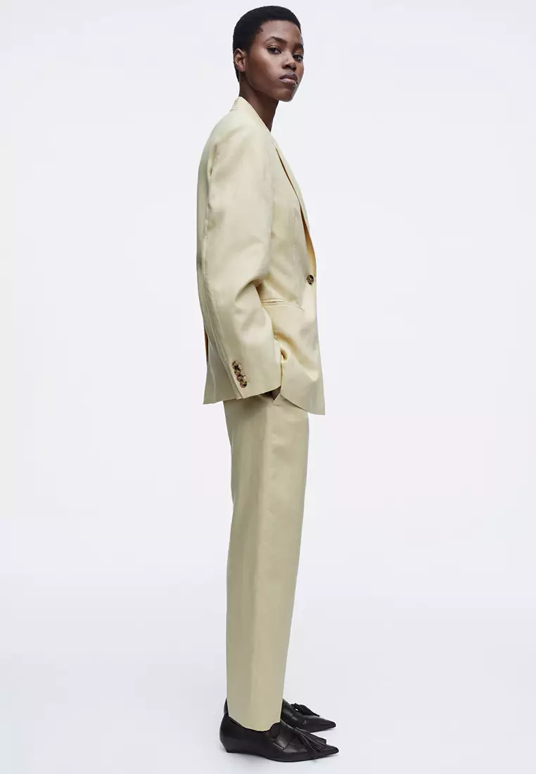 Linen Slim-Leg Trousers