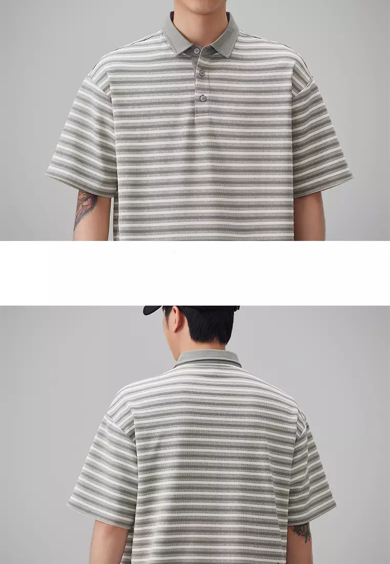 Vintage Striped Short Sleeve Polo Shirt AY-D5901