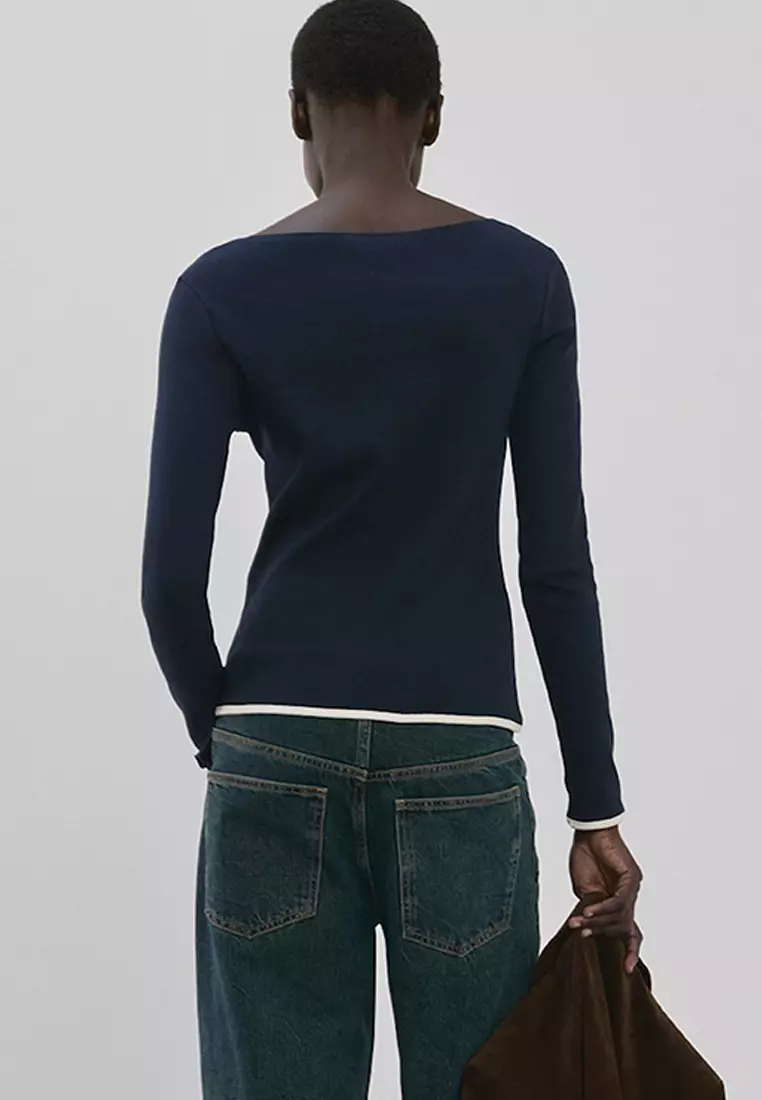 Cotton Boat Neck T-Shirt