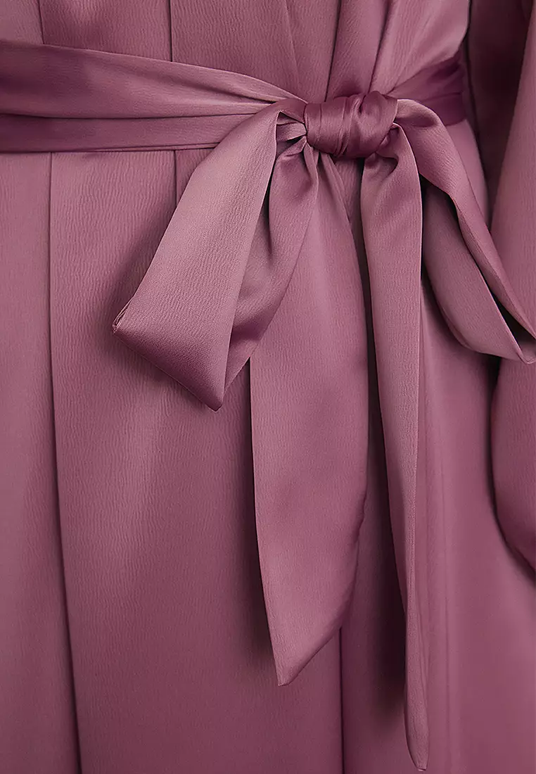 Satin Belt Detailed Dress