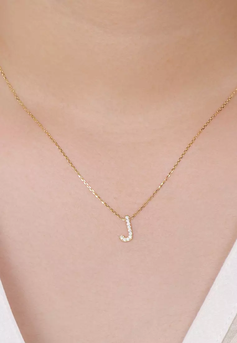  Letter Necklace 14k Gold - J
