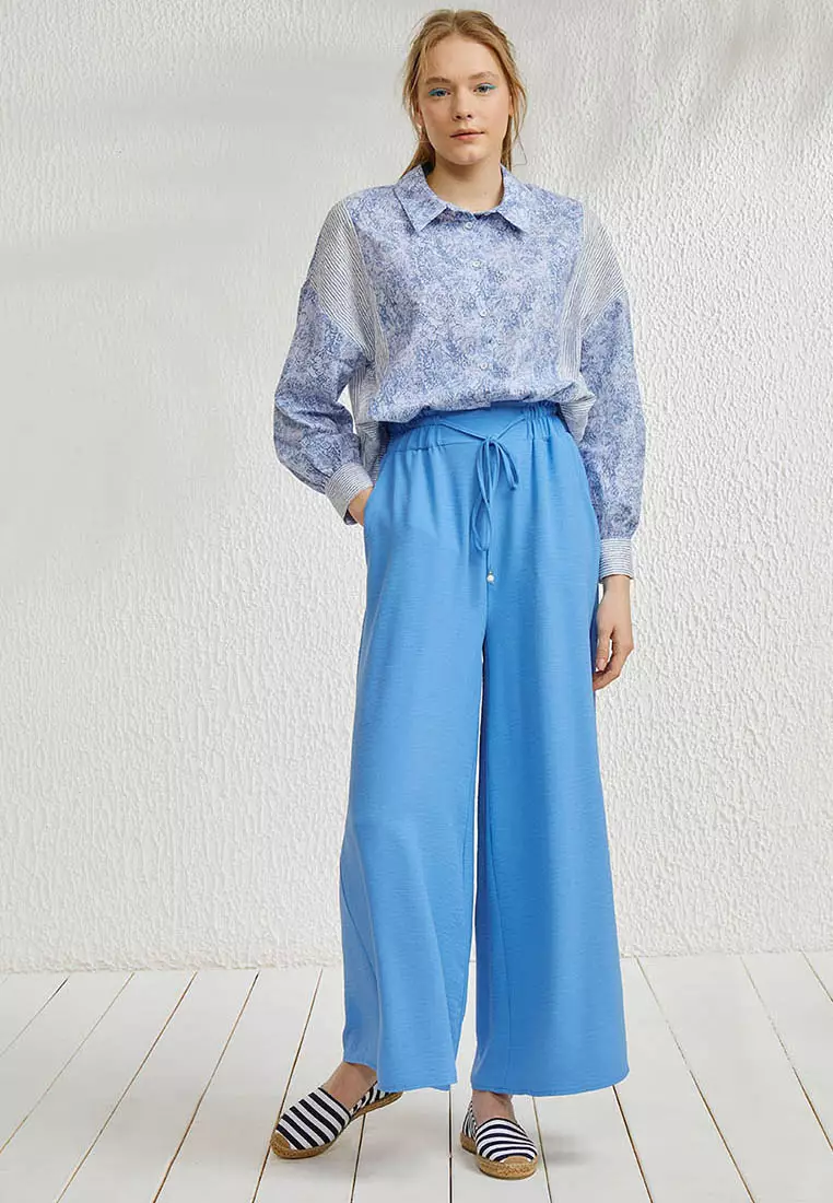 Elastic wide leg trousers store
