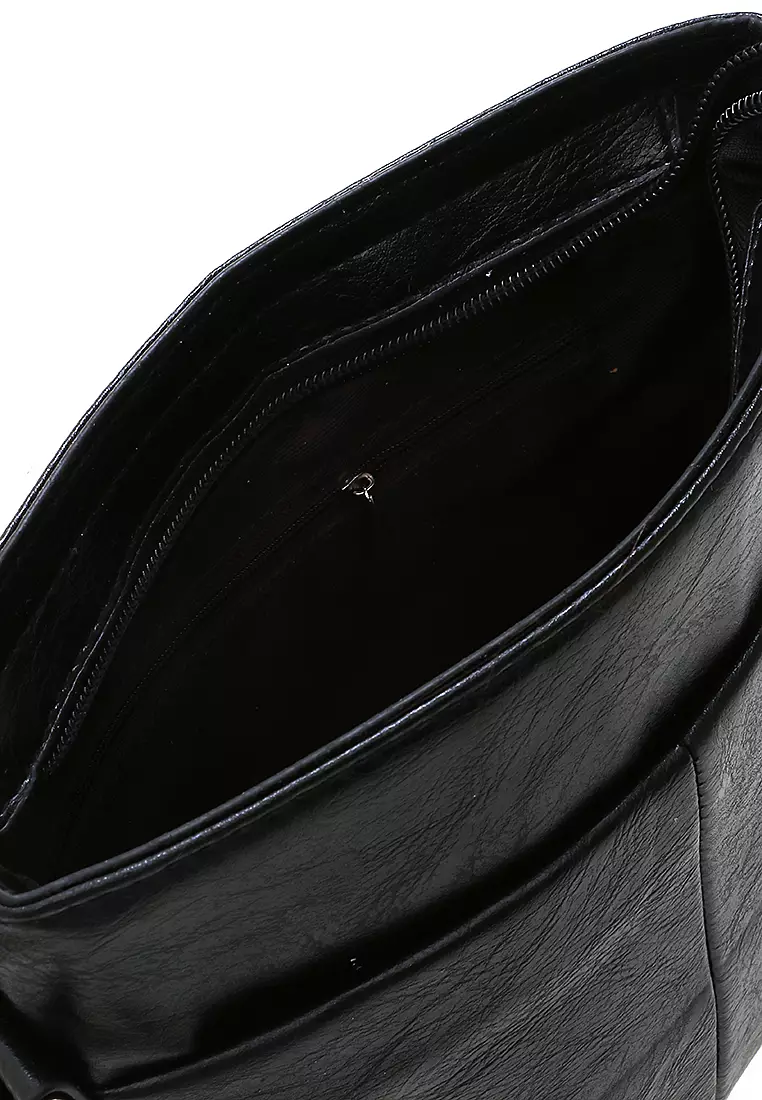 Roger Tas Selempang Bisnis Pria Messenger Bag Material Kulit Leather ORIGINAL - Black