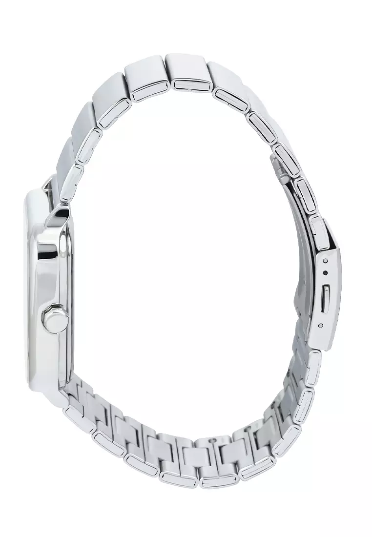 CASIO to the Moon and Back Series MTP-M305D-9AV Jam Tangan Analog Pria - Beige Dial Silver Stainless Steel