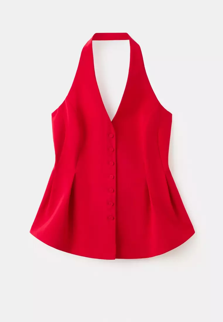 Peplum Top With Halter Neck
