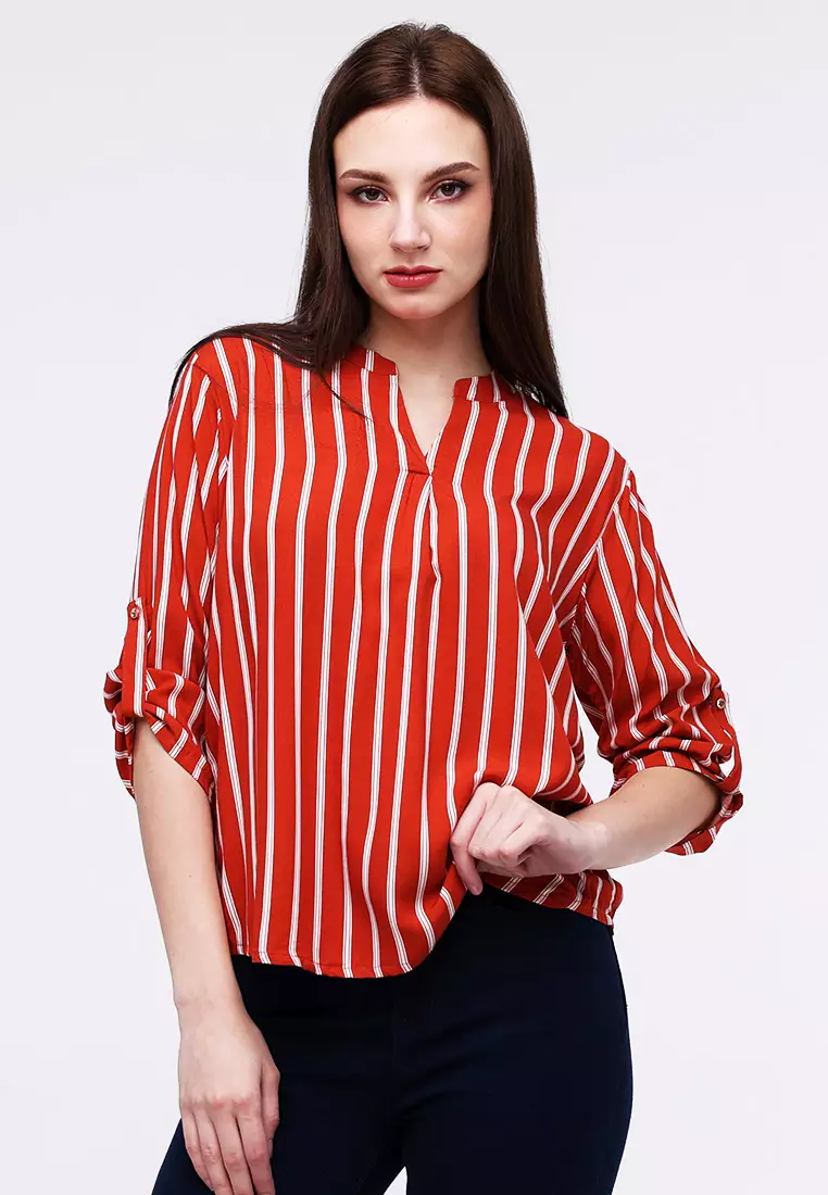 red striped blouse womens