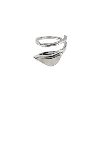 Glamorousky silver 925 Sterling Silver Fashion Simple Leaf Geometric Adjustable Ring C8867AC73FFCCCGS_1