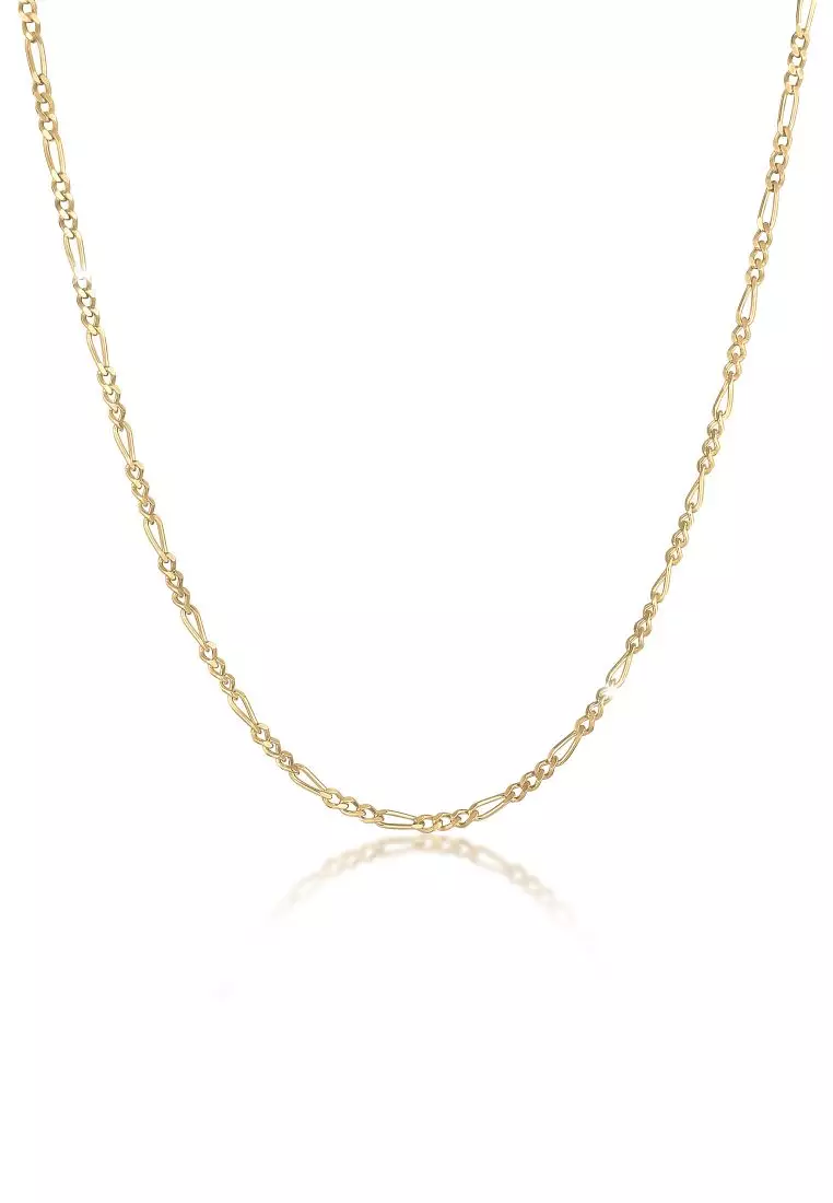 Necklace Men Figaro Chain Basic Massive in 925 Sterling Silver Gold Plated