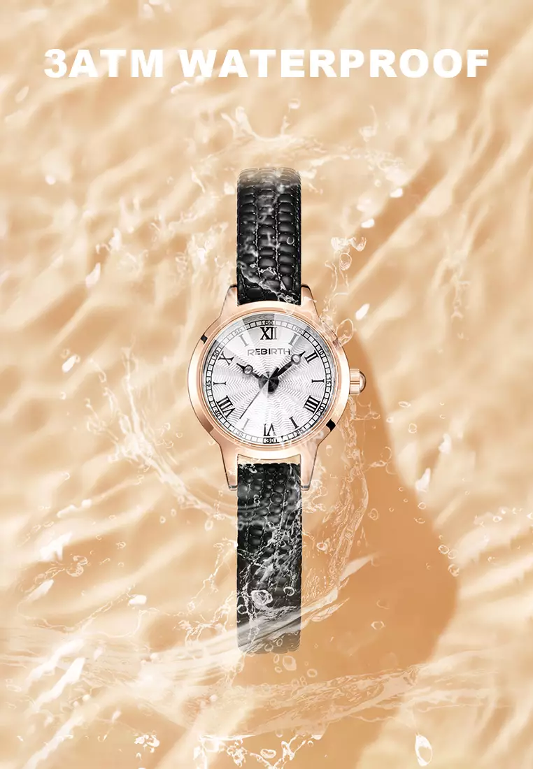 Jam Tangan Wanita Analog Versi Korea vintage Tali Kulit Jam Tangan Cewek Hitam