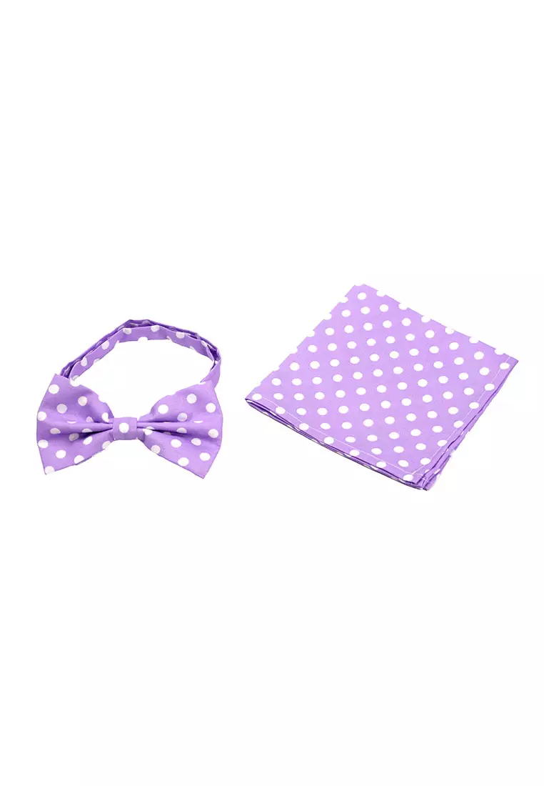 Houseofcuff Dasi Kupu Bowtie Pocket Square Saputangan Lilac Polka A39