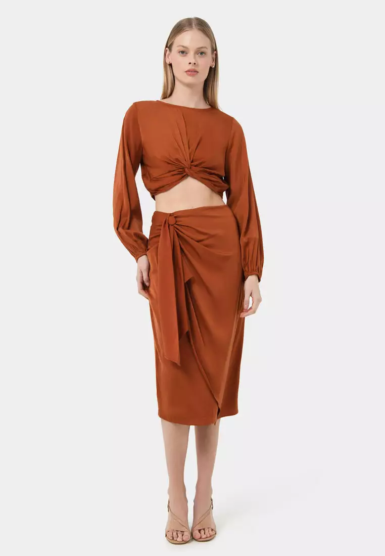 Buy FORCAST Zyana Knotted Front Wrap Skirt 2026 Online | ZALORA
