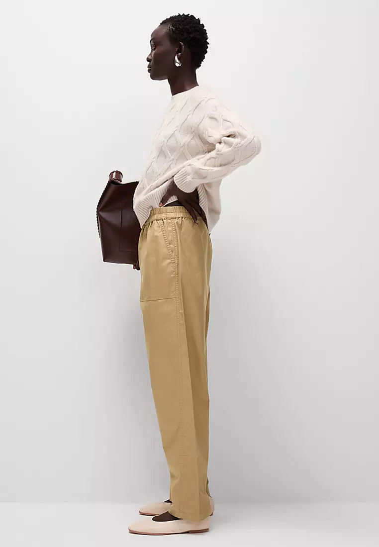 Pure Cotton Pull On Carrot Leg Trousers
