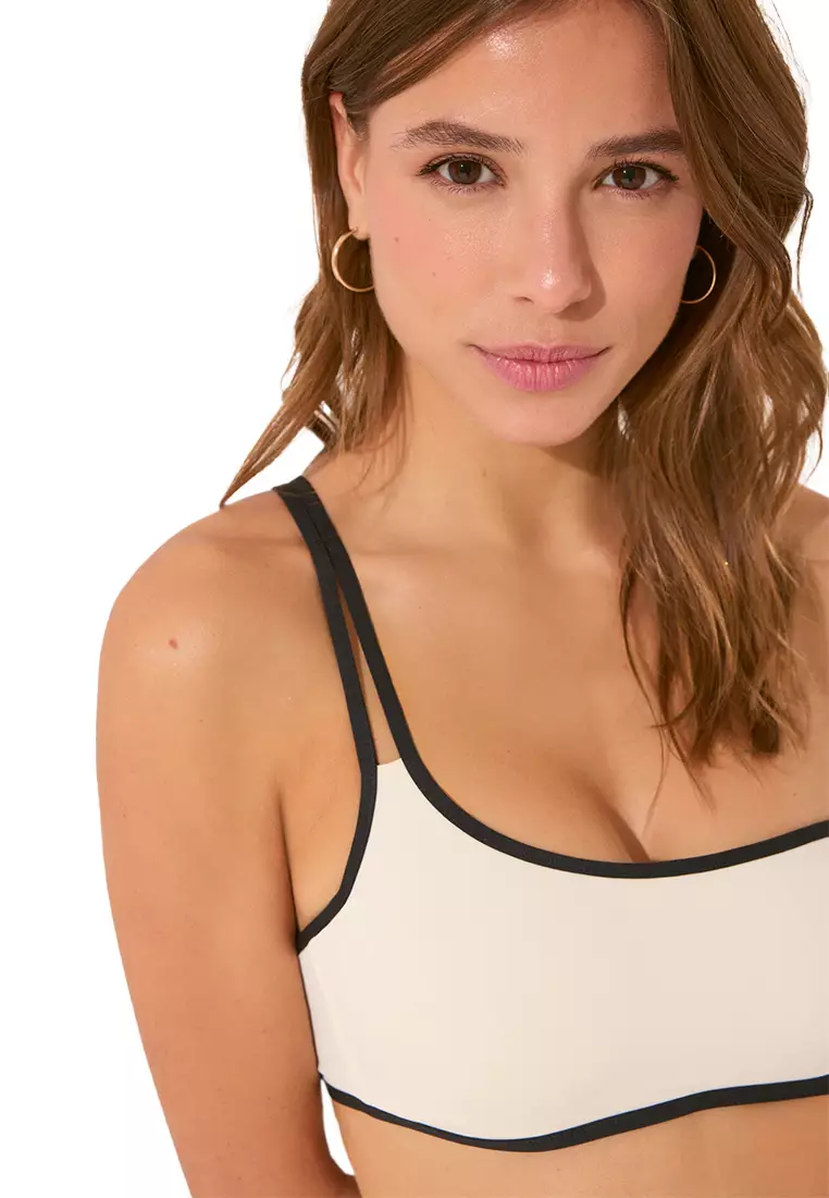 Ivory White Asymmetrical Bikini Top