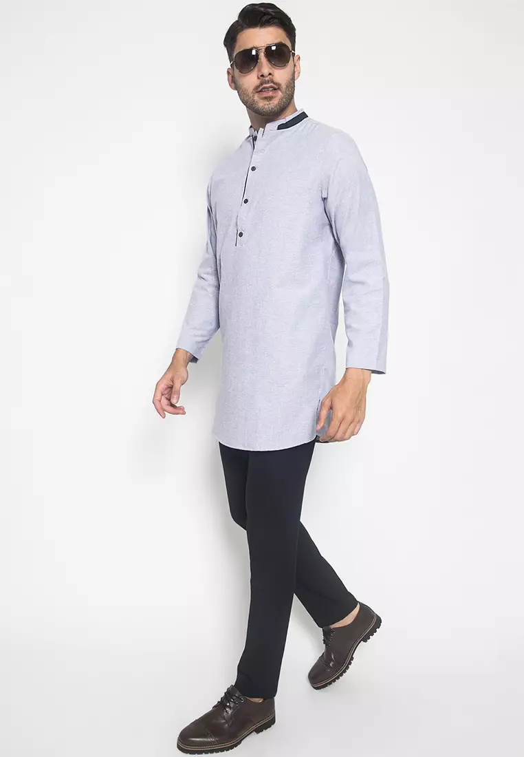 LGS - Baju Koko - Aksen Hitam - Abu - Regular Fit - CSH.285.B1002K.298.C