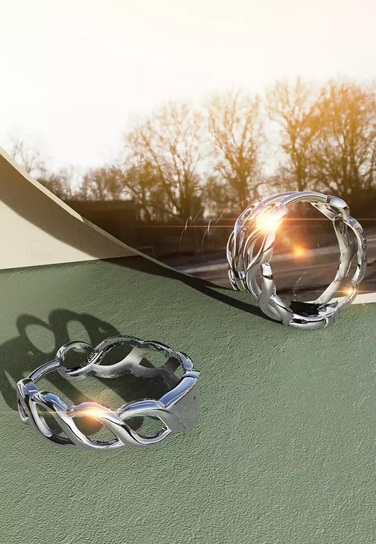 Solid 925 Sterling Silver Weavy Links Earrings