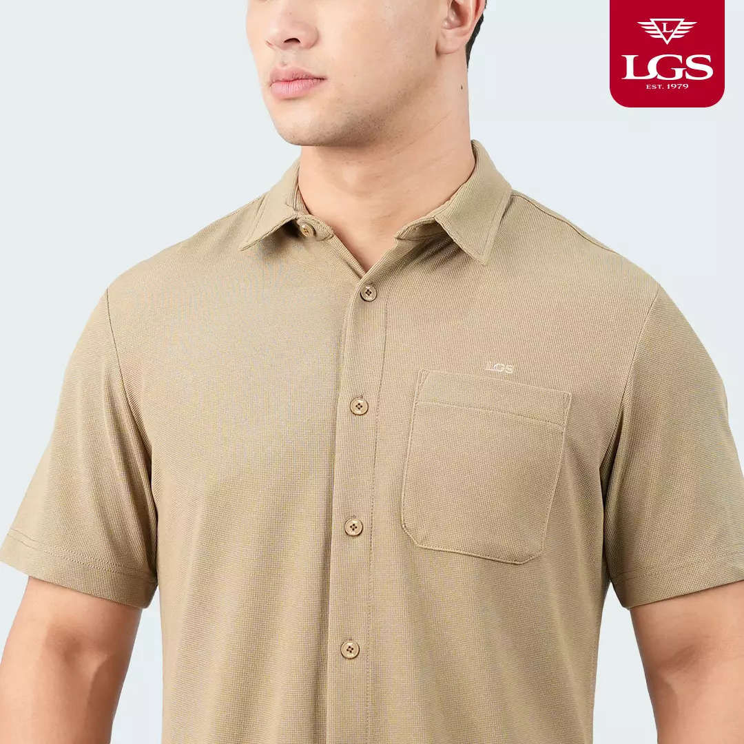 LGS - Max Collection - Kemeja Casual Pria - Slim Fit - Lengan Pendek - Brown - JSH.391.S2076F.1034.C