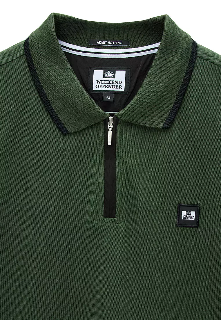 MENS BLACK FOREST/BLACK MONTI ZIP POLO WITH PARACHUTE DETAIL